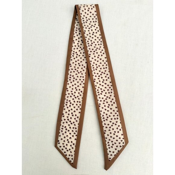 Slim Scarf 34in Heart Print Neck Hair Hat Bag Wrap Romantic Accessory No37 - Picture 1 of 8